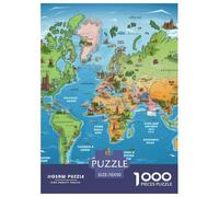 Puzzles Adultes 1000 Pièces Puzzle Map of Europe Puzzles Papier Divertissement Puzzle Familial Painting pour Adultes Et Enfants À Partir De 8 Ans 70x50cm/1000pcs