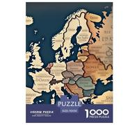 Puzzles Adultes 1000 Pièces Puzzle Map of Europe Puzzles Papier Divertissement Puzzle Familial Painting pour Adultes Et Enfants À Partir De 8 Ans 70x50cm/1000pcs