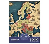 Puzzles Adultes 1000 Pièces Puzzle Map of Europe Puzzles Papier Jeu De Famille pour La Décoration De La Maison Painting pour Adultes Et Enfants À Partir De 8 Ans 70x50cm/1000pcs