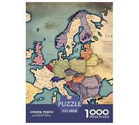 Puzzles Adultes 1000 Pièces Puzzle Map of Europe Puzzles Papier Jeu Éducatif Team Building Cadeau Map pour Adultes Enfants 38x26cm/1000pcs