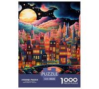 Puzzles Adultes 1000 Pièces Puzzle Moon City Puzzles Papier Jeu Éducatif Team Building Cadeau Fantasy Town pour Adultes Et Enfants À Partir De 12 Ans 38x26cm/1000pcs