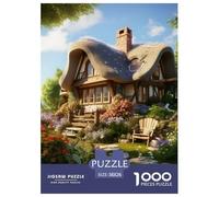 Puzzles Adultes 1000 Pièces Puzzle Mountain Village Cottage Puzzles Papier Jeu Éducatif Team Building Cadeau Spring Flower Clusters pour Adultes Et Enfants À Partir De 14 an 38x26cm/1000pcss