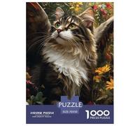 Puzzles Adultes 1000 Pièces Puzzle Norwegian Forest Cat Puzzles Papier Divertissement Parfait pour Les Soirées De Jeu Cute Animals pour Adultes Et Enfants À Partir De 8 Ans 70x50cm/1000pcs