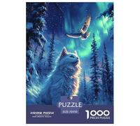 Puzzles Adultes 1000 Pièces Puzzle Norwegian Forest Cat Puzzles Papier Divertissement Puzzle Familial Northern Lights Owl pour Adultes Et Enfants À Partir De 12 Ans 70x50cm/1000pcs