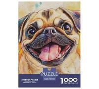 Puzzles Adultes 1000 Pièces Puzzle Pug Puzzles Papier Jeu De Famille pour La Décoration De La Maison Pet Dog pour Adultes Et Enfants À Partir De 8 Ans 70x50cm/1000pcs