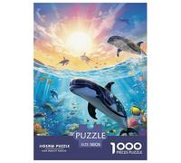 Puzzles Adultes 1000 Pièces Puzzle Seabed A School of Fish Puzzles Papier Divertissement Puzzle Familial Dolphin pour Adultes Enfants 38x26cm/1000pcs