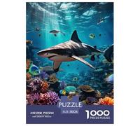 Puzzles Adultes 1000 Pièces Puzzle Seabed A School of Fish Puzzles Papier Jeu Éducatif Puzzle Familial Shark pour Adultes Et Enfants À Partir De 8 Ans 38x26cm/1000pcs