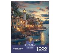 Puzzles Adultes 1000 Pièces Puzzle Sunset at The Harbor Puzzles Papier Jeu De Famille pour La Décoration De La Maison Seaside Town pour Adultes Et Enfants À Partir De 14 an 38x26cm/1000pcss