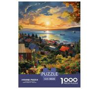 Puzzles Adultes 1000 Pièces Puzzle Sunset Over The Harbour Puzzles Papier Jeu De Famille pour La Décoration De La Maison Beautiful Town pour Adultes Et Enfants À Partir De 14 an 38x26cm/1000pcss