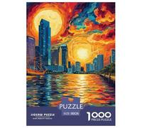 Puzzles Adultes 1000 Pièces Puzzle Sunset Over The Harbour Puzzles Papier Jeu De Famille Team Building Cadeau Beautiful City pour Adultes Enfants 38x26cm/1000pcs
