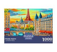 Puzzles Adultes 1000 Pièces Puzzle Tour EiffelPuzzles Papier Divertissement pour Les Amants Ou Les Amis Cadeau De Fête des Mères Urban Landscape pour Adultes Et Enfants À Partir De 8 Ans 38x26cm/100