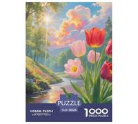Puzzles Adultes 1000 Pièces Puzzle tulipePuzzles Papier Jeu Éducatif pour Les Amants Ou Les Amis Cadeau De Fête des Mères Landscape Painting pour Adultes Et Enfants À Partir De 14 an 38x26cm/1000pcss