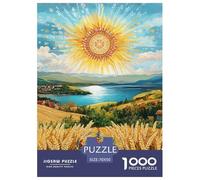 Puzzles Adultes 1000 Pièces Puzzle Wheat Field Puzzles Papier Divertissement Parfait pour Les Soirées De Jeu Oil Painting of The Sun pour Adultes Enfants 70x50cm/1000pcs