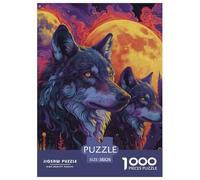 Puzzles Adultes 1000 Pièces Puzzle Wolf Puzzles Papier Divertissement Puzzle Familial Wolves in The Moonlight pour Adultes Et Enfants À Partir De 14 an 38x26cm/1000pcss