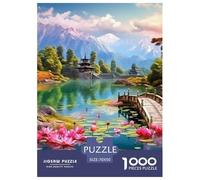 Puzzles Adultes 1000 Pièces Puzzle Wooden Bridge Lotus Puzzles Papier Jeu Éducatif Team Building Cadeau Lakes pour Adultes Et Enfants À Partir De 14 an 70x50cm/1000pcss