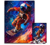 Puzzles Adultes 1000 pièces Puzzles d'astronautes Snowboard pour Adultes Jeu de réflexion, Jeu Familial interactif, adapté aux 14 Ans et Plus 50x75cm/19,68x29,52 Pouces