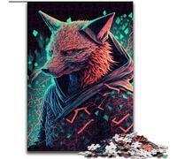 Puzzles Adultes 1000 pièces Renard Néon Puzzles en Bois, Jeu Familial interactif, décoration d'intérieur DIY, défi cérébral, Cadeau 1000 pièces(50x75cm)