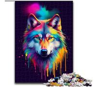 Puzzles Adultes 1000 pièces Têtes de Loup colorées Puzzles en Carton Taille 26x38cm Idéal pour Le Plaisir en Famille, la détente et Les Cadeaux de Vacances