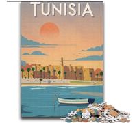 Puzzles Adultes 1000 pièces Tunisie : Un défi à relever, mais Amusant et Humoristique avec Affiche et fiche de Questions-réponses Assorties (38x52cm) 1000 pièces