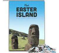Puzzles Adultes 1000 pièces Visitez l'île de Pâques, pour Les 14 Ans et Plus pour Un Jeu éducatif défi Jouet Cadeau pour Les Anniversaires 50x75cm