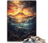 Puzzles Adultes 1000 pièces Volcans en mer pour 14 Ans et Plus Jeu de défi Unique Jeux en Famille Cadeaux d'anniversaire de Noël 50x75cm
