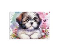 Puzzles Adultes 1500 Pièces ColoréesDessin de Chiot mignonDéfis Parfait Soie de Jeu Bricolage Maison Décoration Murale Cadeaux Noël Nouvel an Anniversaire 57x87cm