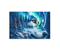 Puzzles Adultes 1500 Pièces ColoréesNuit du Loup arctiqueDéfis Parfait Soie de Jeu Bricolage Maison Décoration Murale Cadeaux Noël Nouvel an Anniversaire 57x87cm