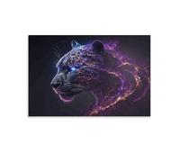 Puzzles Adultes 1500 Pièces ColoréesPortrait du léopard cosmiqueDéfis Parfait Soie de Jeu Bricolage Maison Décoration Murale Cadeaux Noël Nouvel an Anniversaire 57x87cm