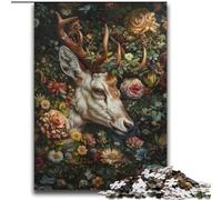 Puzzles Adultes 2000 pièces Cerf Floral pour 14 Ans et Plus Jeu de défi Unique Jeux de Famille Cadeaux d'anniversaire de Noël 70x100cm