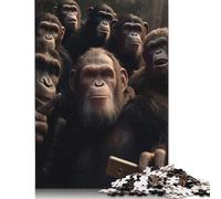 Puzzles Adultes 500 pièces Singes prenant Un Selfie Puzzle en Bois pour Adultes et Adolescents Décoration d'intérieur Puzzle Jouets 500 pièces (52 x 38 cm)
