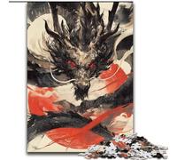 Puzzles Adultes Aquarelle Dragon Chinois 1000 pièces, Jeux éducatifs à Faire soi-même avec Affiche et fiche de Questions Assorties pour Les 14 Ans et Plus 26x38cm