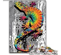 Puzzles Adultes Aquarelle Gecko 1000 pièces, Jeux éducatifs et Difficiles, Jouets à Faire soi-même avec Affiche et fiche de Questions-réponses pour Les 14 Ans et Plus (26x38cm)