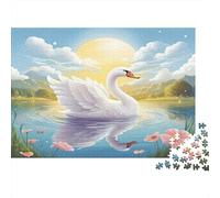 Puzzles Adultes Cygne pour Décompression Cygne Blanc Seul sur Eau Jeu Éducatif Défi Décoration Murale 52x38cm/1000pcs