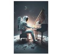 Puzzles Adultes en Astronaute Playing Piano Puzzle en Bois De 1000 Pièces Difficiles Et De Défi pour Enfants, Jeu Familial Amusant 78×53cm