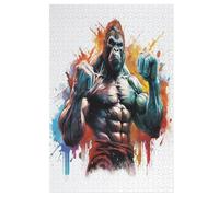 Puzzles Adultes en Gorille Puzzle en Bois De 1000 Pièces Difficiles Et De Défi pour Enfants, Jeu Familial Amusant （78×53cm）