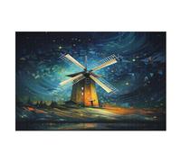 Puzzles Adultes en Moulin à Vent coloré Puzzle en Bois De 1000 Pièces Difficiles Et De Défi pour Enfants, Jeu Familial Amusant (75×50cm)