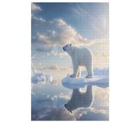 Puzzles Adultes en Ours Polaire Puzzle en Bois De 1000 Pièces Difficiles Et De Défi pour Enfants, Jeu Familial Amusant 78×53cm