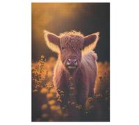 Puzzles Adultes en Scottish Highland Vaches Puzzle en Bois De 1000 Pièces Difficiles Et De Défi pour Enfants, Jeu Familial Amusant 78×53cm