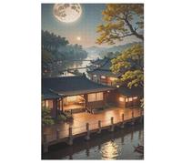 Puzzles Adultes en Style Japonais Puzzle en Bois De 1000 Pièces Difficiles Et De Défi pour Enfants, Jeu Familial Amusant 78×53cm