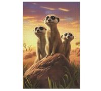 Puzzles Adultes en Suricate Puzzle en Bois De 1000 Pièces Difficiles Et De Défi pour Enfants, Jeu Familial Amusant （78×53cm）
