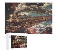 Puzzles Adultes en Train de rêve Puzzle en Bois De 1000 Pièces Difficiles Et De Défi pour Enfants, Jeu Familial Amusant （75×50cm）