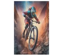 Puzzles Adultes en Vélo de Montagne Puzzle en Bois De 1000 Pièces Difficiles Et De Défi pour Enfants, Jeu Familial Amusant （78×53cm）