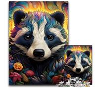Puzzles Adultes Fleurs de Blaireau à Miel 1000 pièces Puzzles en Carton Jeu de réflexion pour Adolescents, Cadeau de Vacances idéal 26x38cm / 10,23x14,96 Pouces