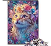 Puzzles Adultes Fleurs et Chats 1000 pièces, Jeux éducatifs, Décoration d'intérieur, Cadeau d'anniversaire, Décoration Murale (26x38cm)