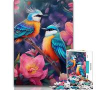 Puzzles Adultes Fleurs Oiseaux 1000 pièces, Jouets éducatifs et éducatifs pour la Famille avec Affiche et fiche de Questions-réponses (38x26cm)