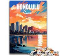 Puzzles Adultes Hawaii Honolulu 1000 pièces, Art intéressant, réduction du Stress, liste de souhaits avec Père Noël, pour Les 14 Ans, 1000 pièces (50x75cm)