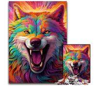 Puzzles Adultes Loup coloré 1000 pièces en Carton, Jeu de réflexion pour Adolescents, pour Les fêtes 26x38cm / 10,23x14,96 Pouces