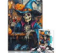 Puzzles Adultes squelettes d'halloween 1000 pièces, Jouets éducatifs et éducatifs, Jeux familiaux avec Affiche et fiche de Questions-réponses Assorties 50x75cm
