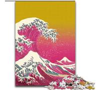Puzzles Adultes Style Japonais Vagues 1000 pièces, activité familiale avec Affiche et fiche de Questions pour Les 14 Ans et Plus (50x75cm)
