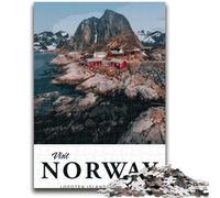 Puzzles Adultes Visit Norway 1000 pièces, Jeux éducatifs, Anti-Stress, Cadeaux Secret Santa pour Les 14 Ans et Plus (1000 pièces, 26x38cm)